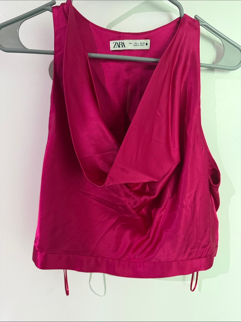 Zara Fuchsia Satin Draped Camisole